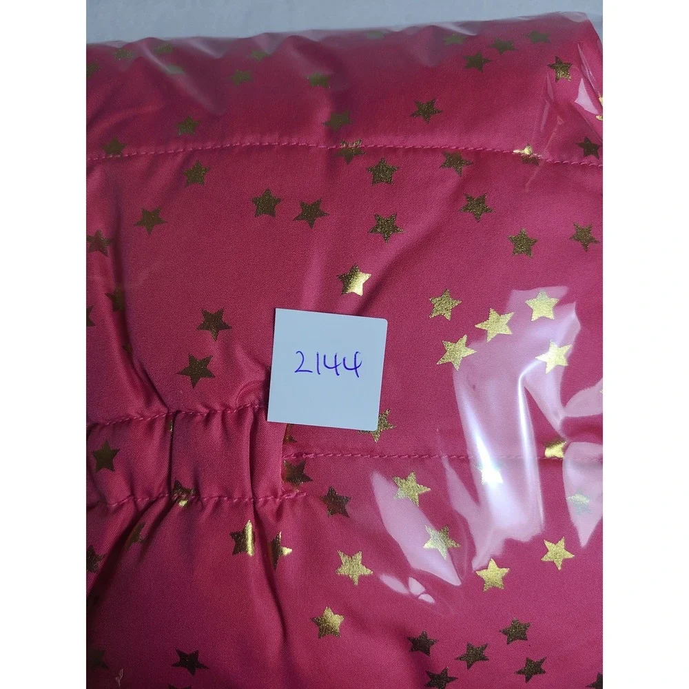 Gymboree Puffer Vest Girls Size 4 Pink Gold Star Quilted Button Up Outerwear